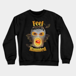 girls halloween, feel haunted girl glowing with bats Crewneck Sweatshirt